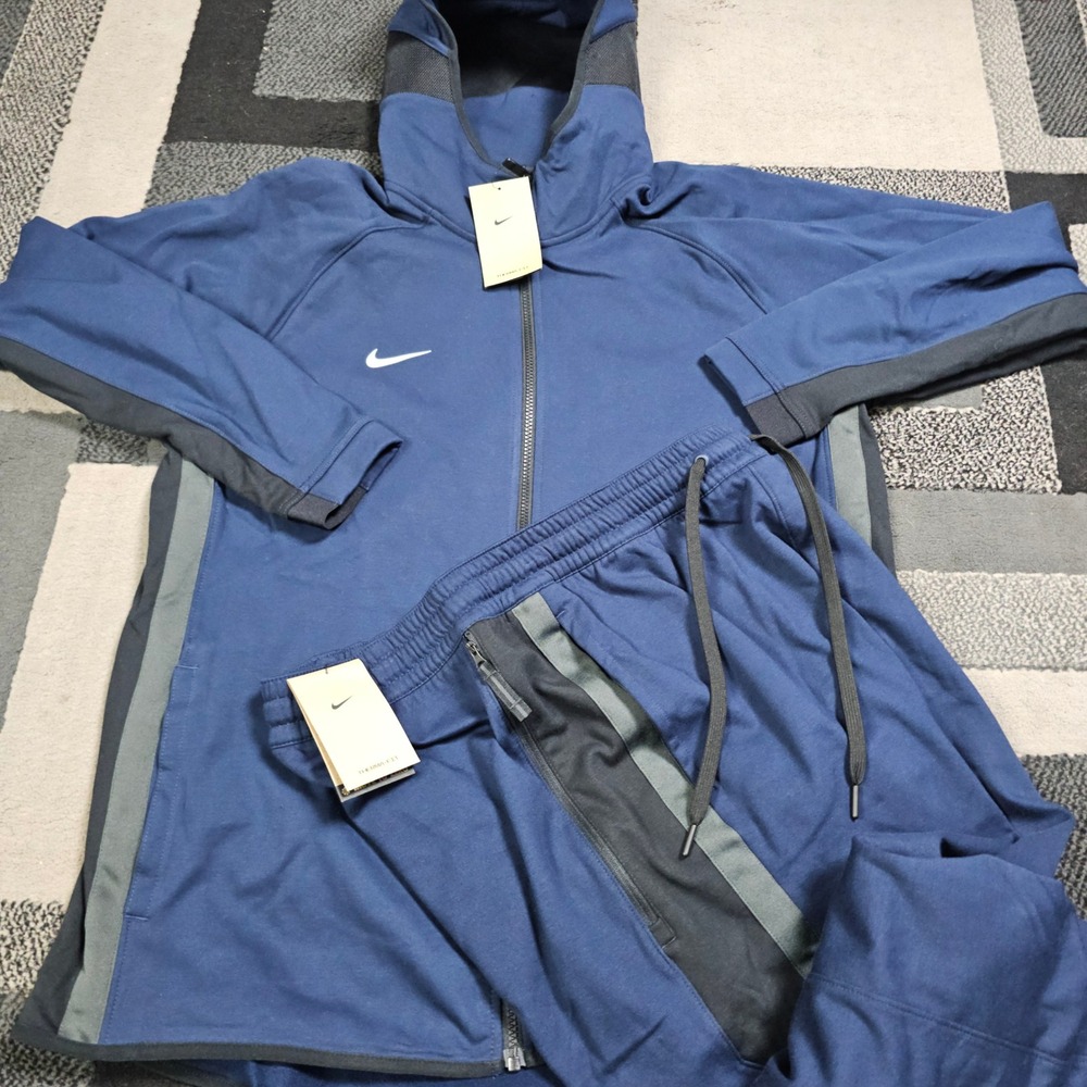 Nike Therma-FIT Basketball Hoodie and Pants Mens XL Navy Blue FD1132-427 NWT
